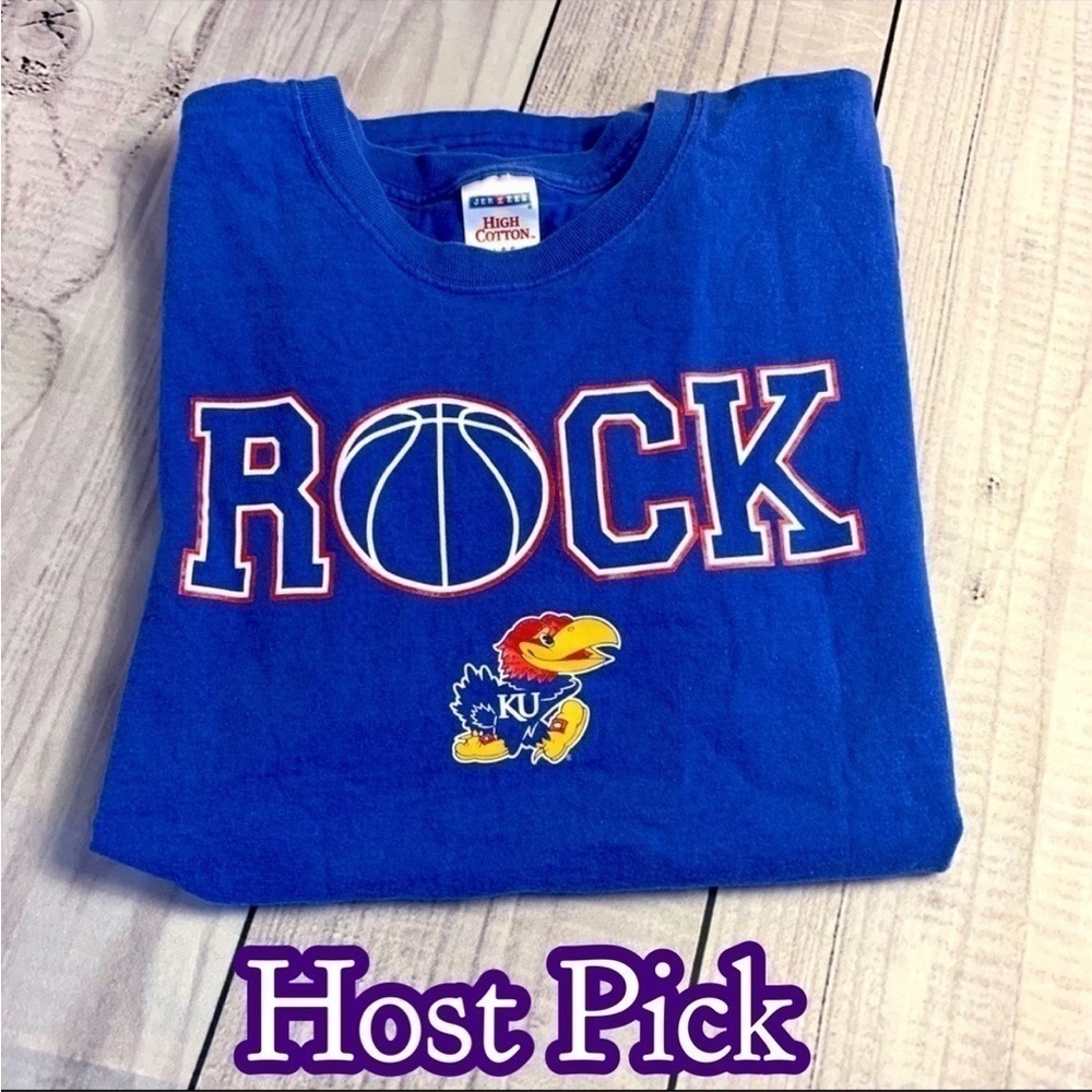 ✅2X Host Pick✅ Jerzees KU Rock Chalk Basketball T-Shirt, Large